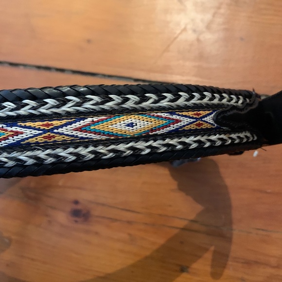 Vintage Tony Lama Leather & Silver Needlework Belt - Picture 3 of 8